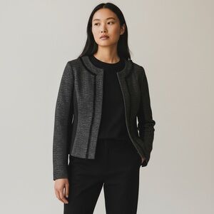 Express Metallic Chain Ruffle Trim Cropped Gunmetal 
Blazer Sz 8